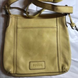 Fossil Banana Yellow Leather Crossbody Purse